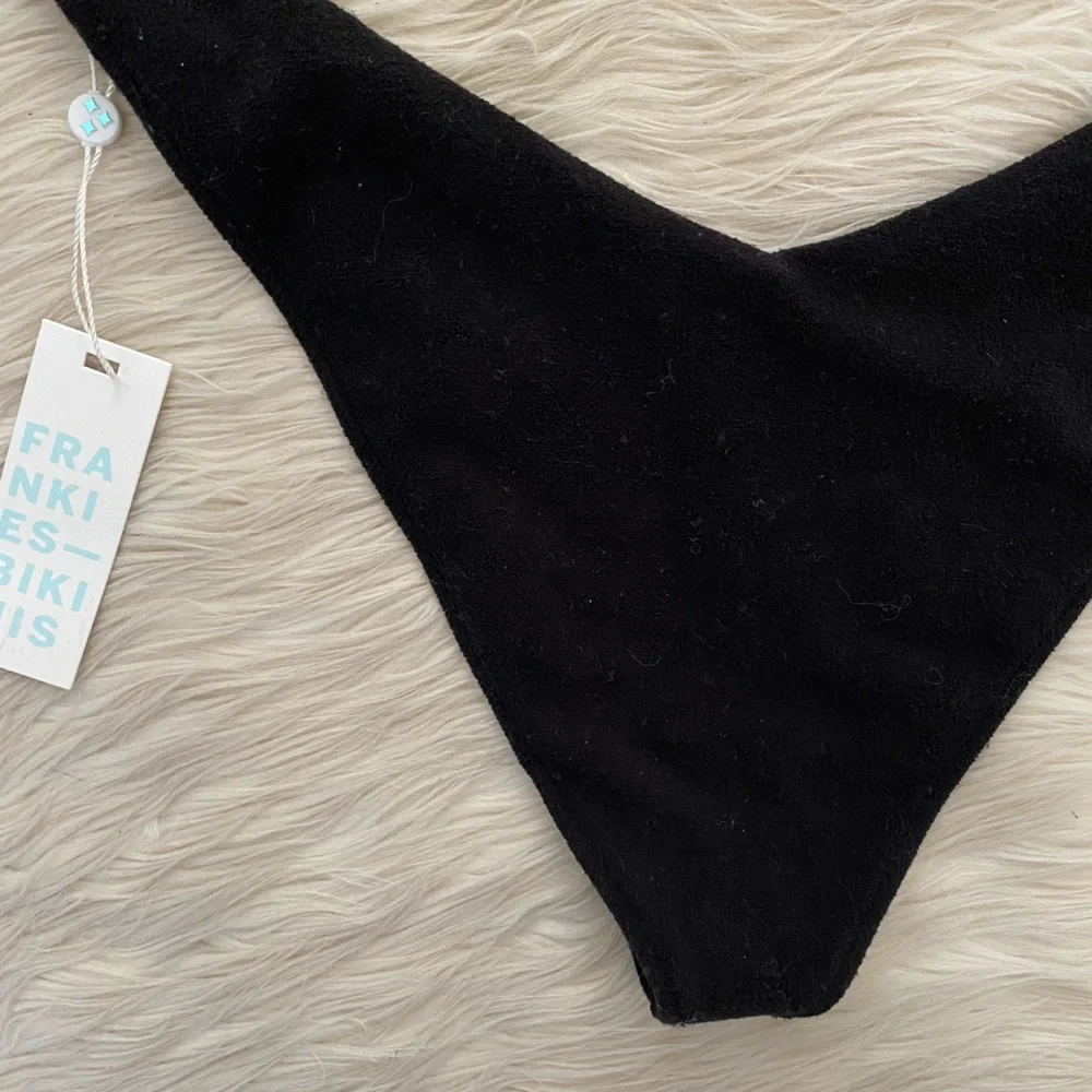 Frankie’s Bikinis Black Terry Cloth Enzo Terry Cheeky Bikini Bottom Swimsuit